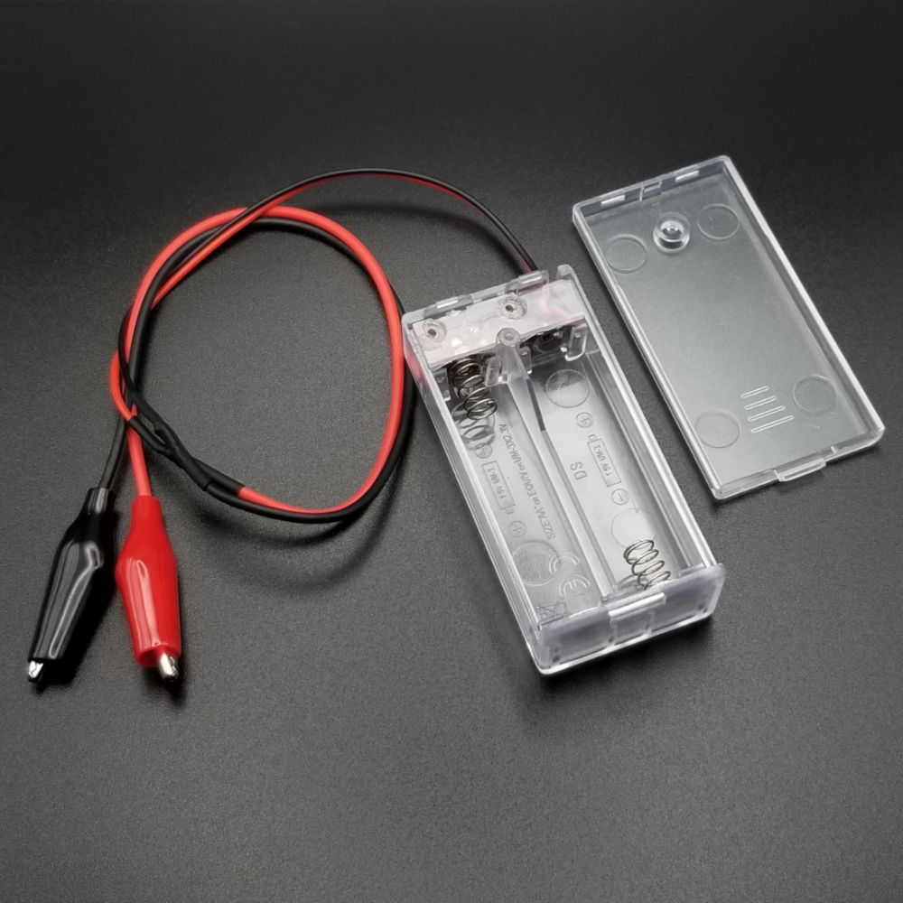 3V 2x AA battery holder with alligator clips