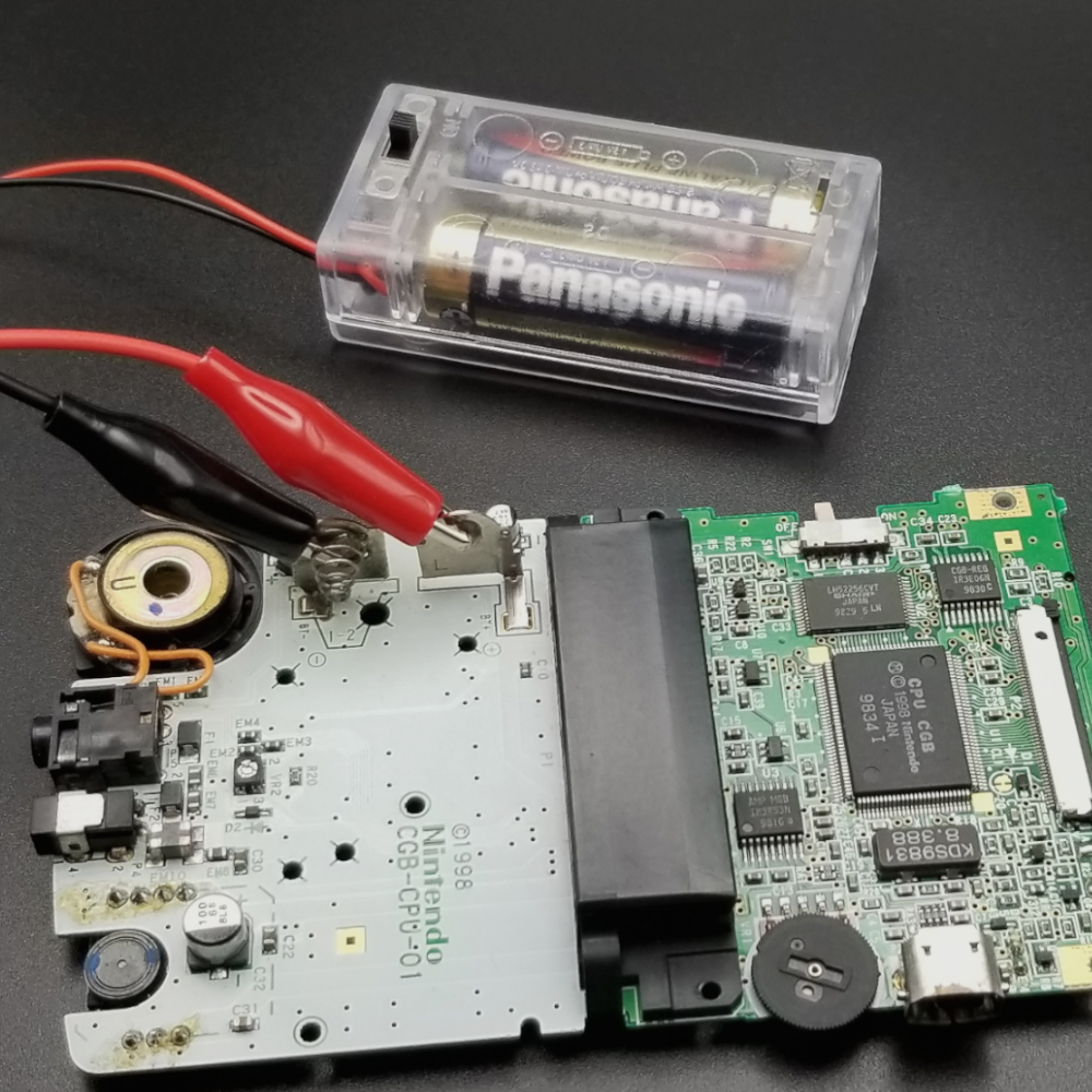 3V 2x AA battery holder with alligator clips