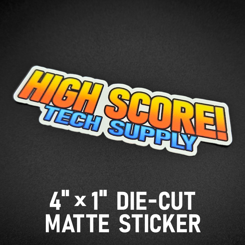 High Score! Tech Supply 4" x 1" die-cut logo sticker