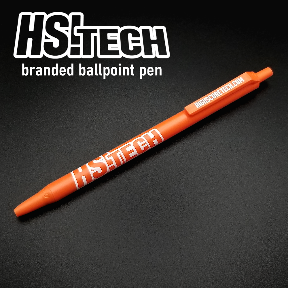 Orange "HS!Tech" High Score! Tech Supply BLACK INK ballpoint pen